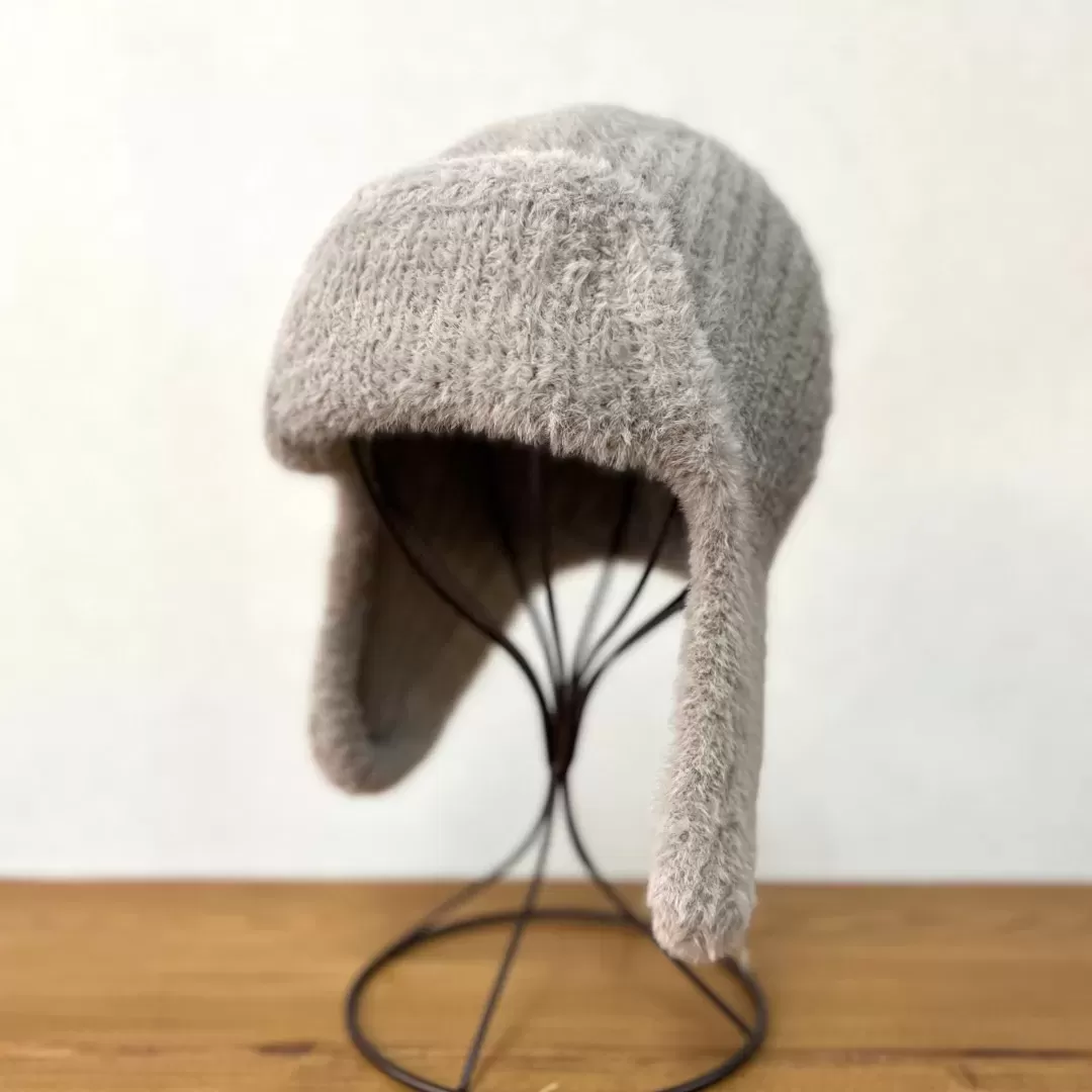shaggy knitted flight cap